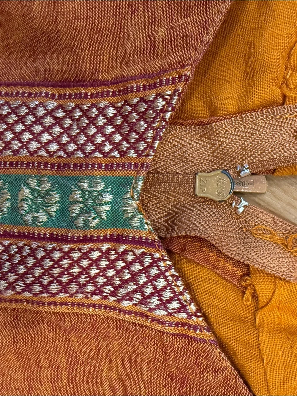 Boys Indian Kurta in Rust Orange with Embroidered Sleeve